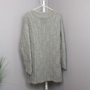 Chunky Knit Gray Cable Sweater Pullover Size Small